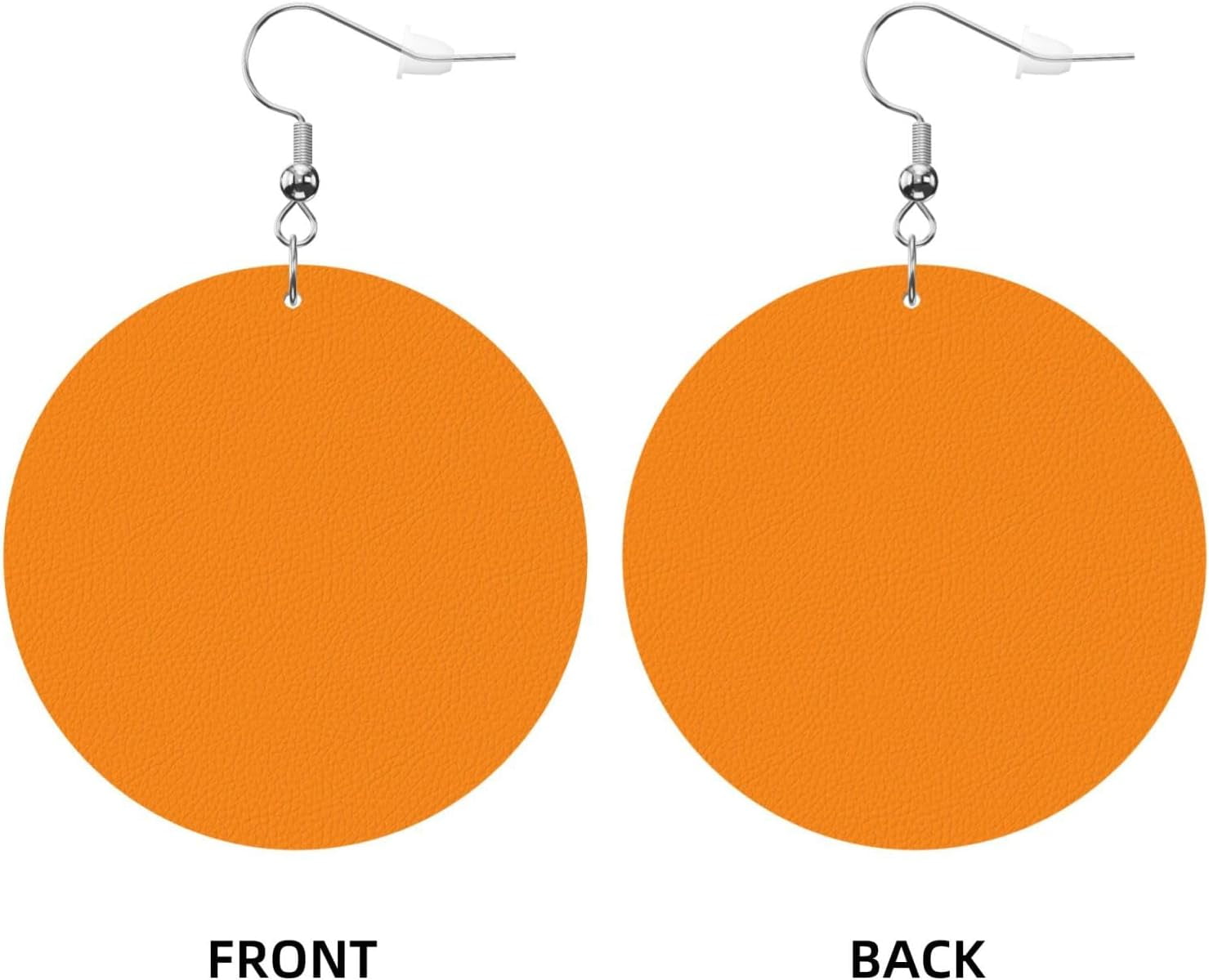 Light Quality Orange Earrings for Women PU Leather Dangle Earrings, Lightweight Round Shape Leather Teardrop Dangly Ear Pendants Jewelry Gift[h270]