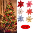 thumbnail image 3 of Christmas Glitter Poinsettia Faux Flowers,Christmas Tree Decorations,Glitter Christmas Tree Ornaments,Artificial Poinsettia Flowers for Christmas Tree New Year Home Outdoor Decoration,50pcs, 3 of 6