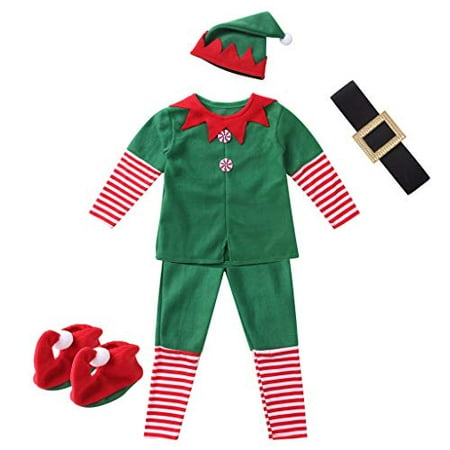 Meeyou Kids Elf Costume, Christmas Santa Helper for Boys/Girls,green&red