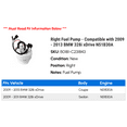 thumbnail image 2 of Right Fuel Pump - Compatible with 2009 - 2013 BMW 328i xDrive N51B30A 2010 2011 2012, 2 of 2