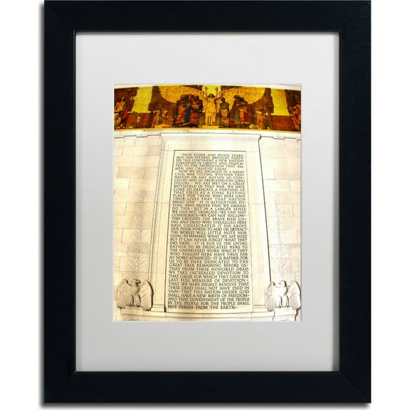 Trademark Fine Art "Gettysburg Address Lincoln Memorial" Canvas Art by CATeyes, White Matte, Black Frame