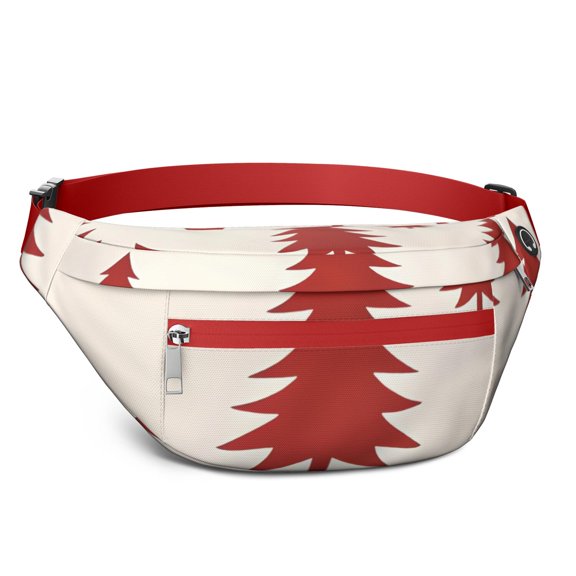 Fanny Pack Red Christmas Tree Pattern Waist Pack Bag,Running Cross Bag,Waterproof Large Fanny Packs for Women Men for Travel Running Hiking Cycling