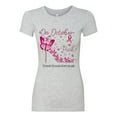 thumbnail image 2 of Wild Bobby In October We Wear Pink Diamond Heel Breast Cancer Awareness Women Slim Fit Junior Tee, Heather Grey, Small, 2 of 6