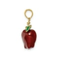 thumbnail image 2 of 14k Yellow Gold Apple Pendant with Red Enamel and Green Leaf, Polished Fruit Charm for Women or Unisex, Symbol of Health, Knowledge, Appreciation, for Necklace or Bracelet Wear, 2 of 7