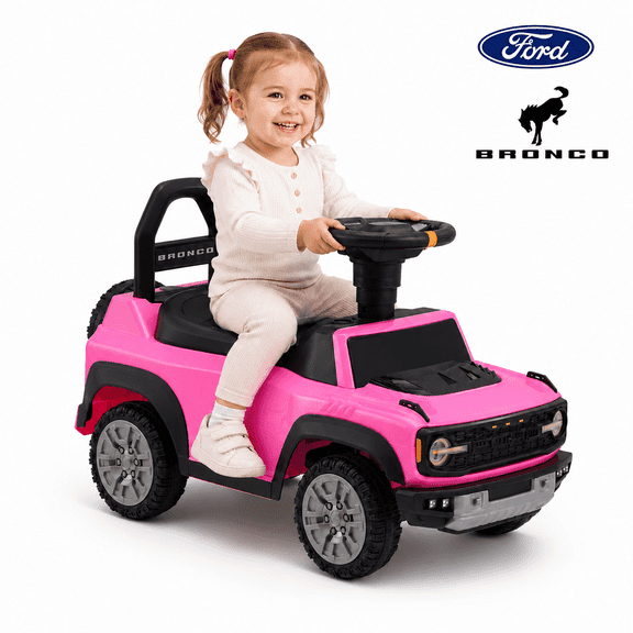 Licensed Ford Bronco Ride on Push Car, SHINPT Toddler Ride On Car for Kids 18-36 Months, Ride On Toy with Music, Horn & Engine Sounds, Foot-to-Floor Push Car with Under Seat Storage, Silent Wheels