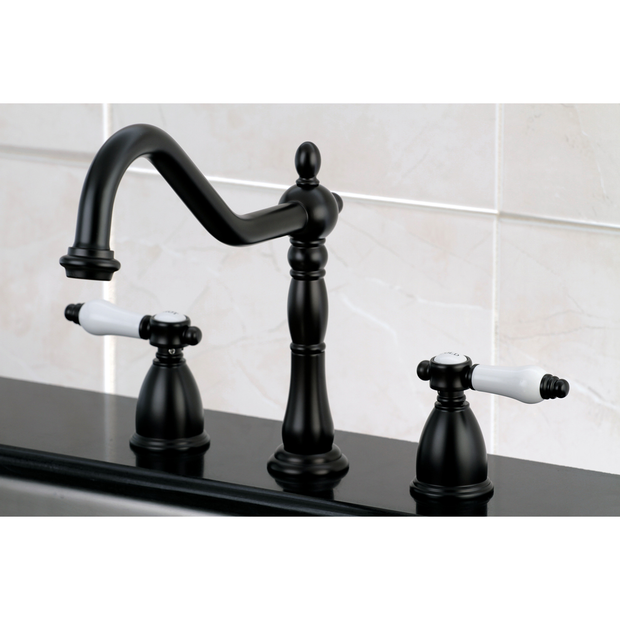 Kingston Brass KB1795BPLLS Bel-Air Double-Handle Widespread Kitchen Faucet in Oil Rubbed Bronze