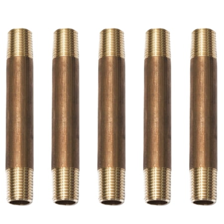 LTWFITTING Brass Pipe 3-1/2 Long Nipple Fitting 1/4 Male NPT Air Water(Pack of 5)