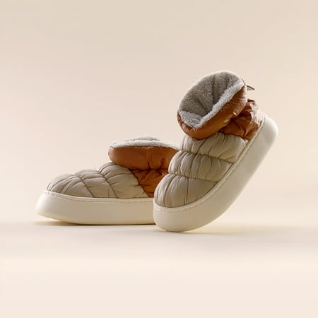 

Color-block Home Shoes Thick Sole Snow Boots High Top Plush Lined Indoor Outdoor Shoes