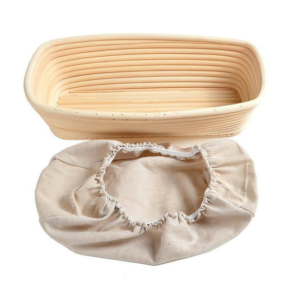 HaoXun Rattan Bread Fermentation Basket - Wood European Style Proofing Bowl Handwoven Khaki Baking Basket for Sourdough Bread Making, 9.84x5.91x3.15in