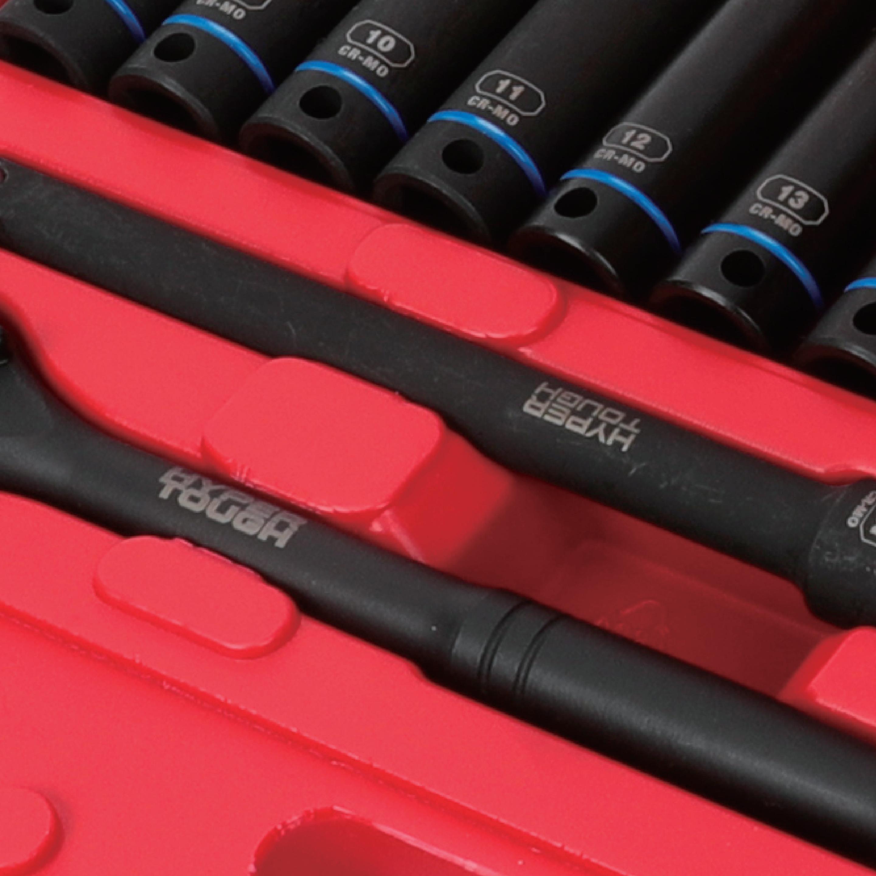 Juego de dados de impacto Hyper Tough de 36 piezas de 3/8 de pulgada en métrico CRMO (mm) 6