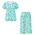 thumbnail image 5 of DISNIMO Leopard Print Womens Pajama Sets Soft Sleepwear Summer 2 Piece Pjs Set Short Sleeve Tops and Capri Pant Lounge for Home, 4XL, 5 of 7