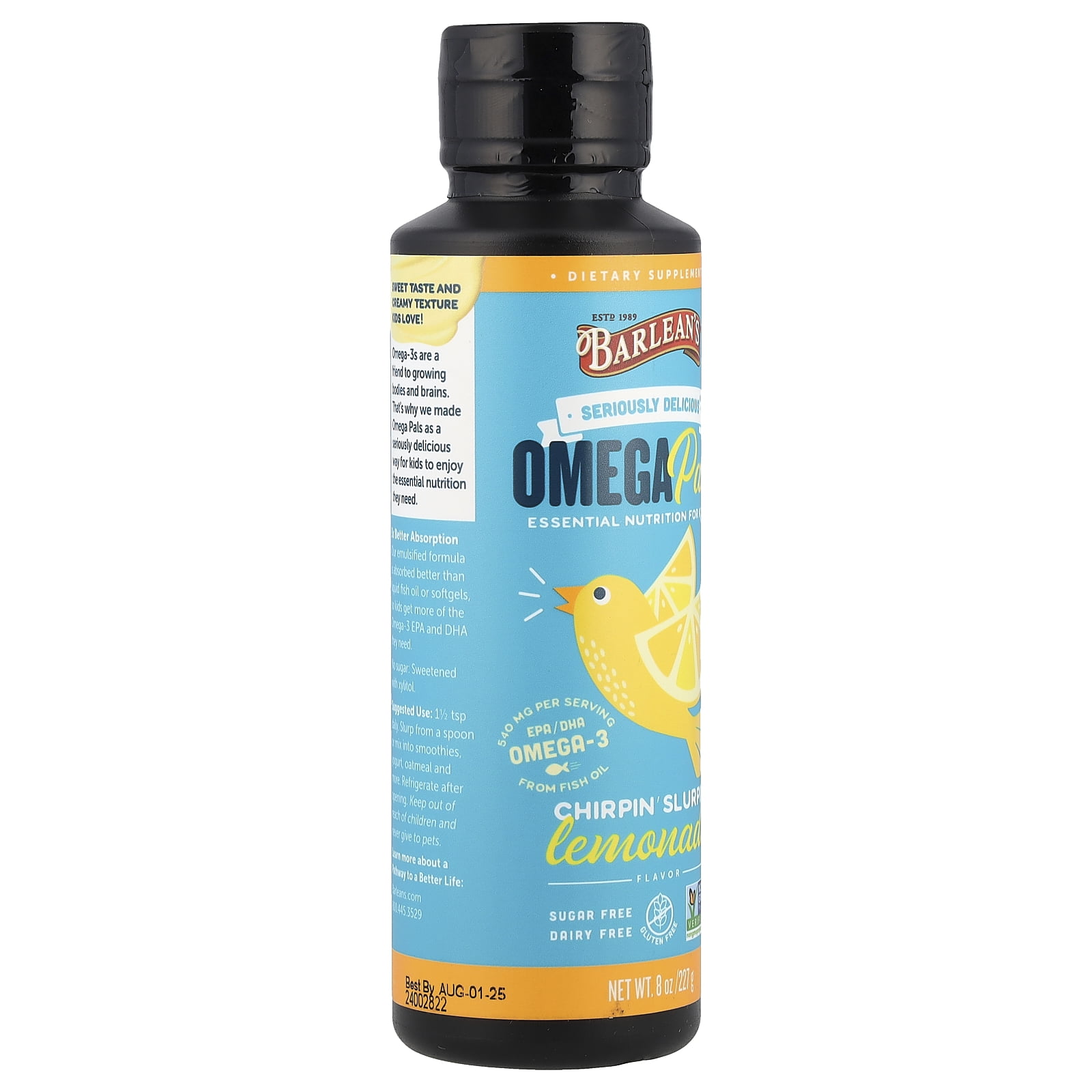 Barlean's Seriously Delicious® Omega Pals, Chirpin' Slurpin' Lemonade , 8 oz (227 g)