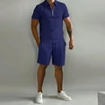 thumbnail image 5 of Short Sets for Men Summer Casual Short Sleeve Quarter Zip Polo Shirt and Shorts 2 Piece Matching Set Tracksuit, 5 of 5