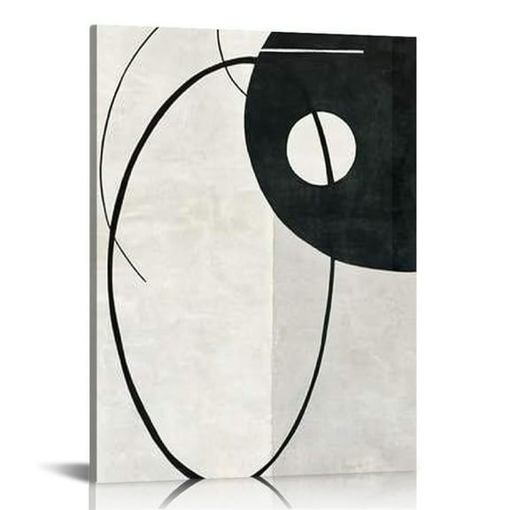 JEUXUS Black and White Abstract Canvas Wall Art with Minimalist Line Art Prints, Modern Wall Art for Home Decor, , Ready to Hang 12x16 in