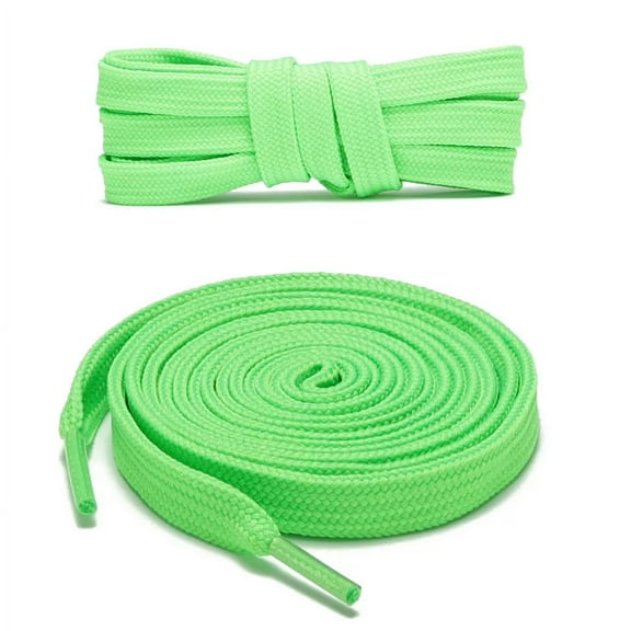 1pair Double Layers Flat Shoelaces Strings Light Green for Sneakers Tennis Shoes