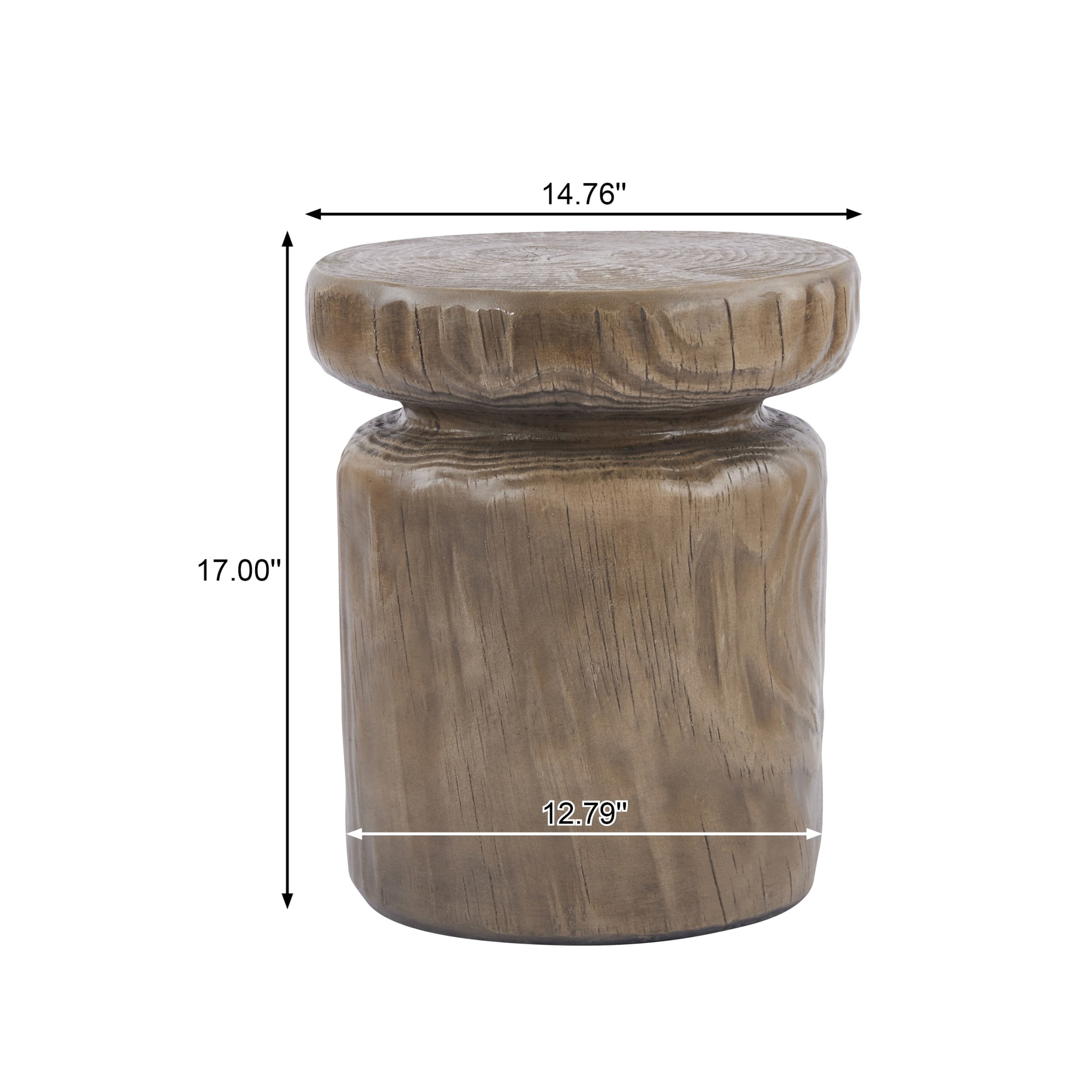 Christopher Knight Home Indoor/Outdoor Wood Grain Side Table, MGO Lightweight Concrete Tree-Stump, Brown