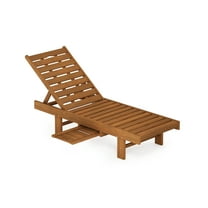 Furinno Tioman Outdoor Hardwood Malo Sun Lounger with Tray, Natural