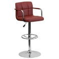 thumbnail image 3 of Emma + Oliver Burgundy Quilted Vinyl Adjustable Height Barstool with Arms, 3 of 13