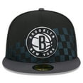 thumbnail image 2 of Men's New Era Black Brooklyn Nets  Rally Drive Checkerboard 59FIFTY Crown Fitted Hat, 2 of 6