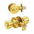 thumbnail image 6 of Polished Brass Entry Door Knob and Single Cylinder Deadbolt Combo, 6-Way Universal Fit, 6 of 11