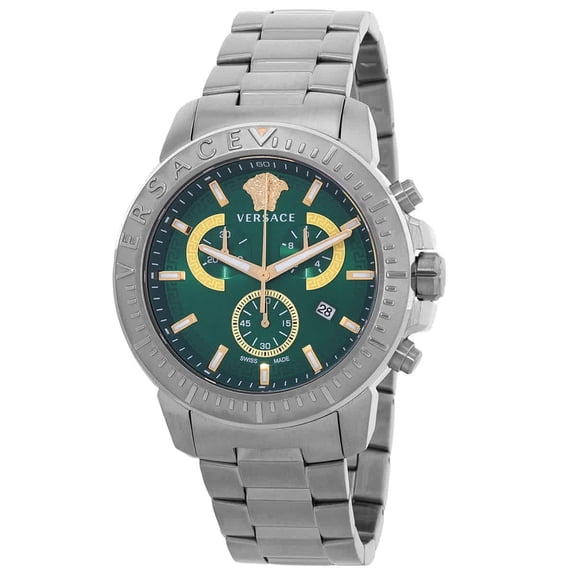 Versace New Chrono Chronograph Quartz Green Dial Men's Watch VE2E00821