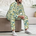 thumbnail image 7 of Susaid Lilies Flowers Print Men's Long Sleeve Pajama Set, Two-Piece Button-Down Loungewear PJs Set, Comfortable Sleepwear for Relaxation-X-Large, 7 of 7