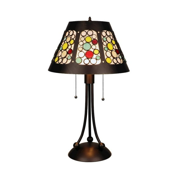 CHLOE Lighting Retro-Style Stained Glass 2-Light Table Lamp 18" Shade