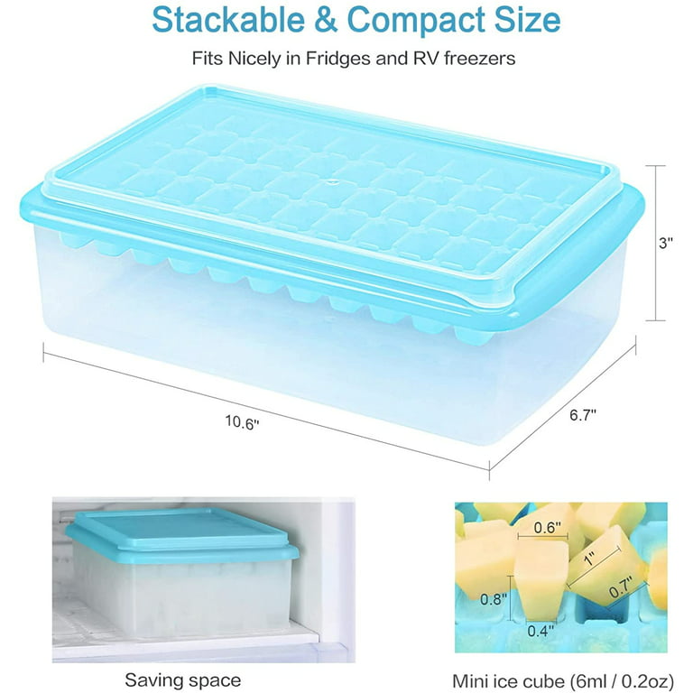 Hometimes Ice Cube Tray with Lid and Bin for Freezer, Easy Release 55  Nugget Ice Tray with Cover, Storage Container, Scoop. Perfect Small Ice Cube  Maker Tray & Mold. Flexable Durable Plastic