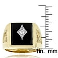 thumbnail image 3 of Black Square Natural Onyx And Real 0.1 Ctw Diamond 14K Mens Ring For Him (Yellow Gold Size 8.5), 3 of 3
