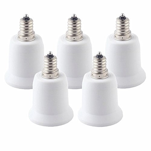 newhouse lighting candelabra adapter for converting e12 to e26 light socket, easy installation and fireproof, pack of 5