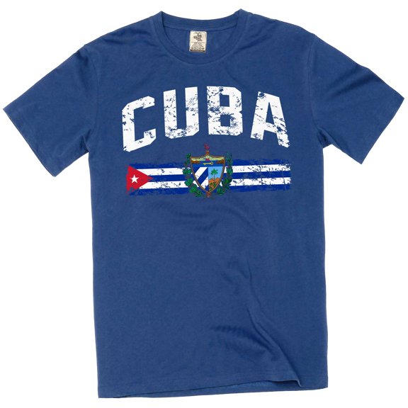 Silk Road Tees Cuba T-Shirt Cuban Flag Coat of Arms Mens Tee Shirt