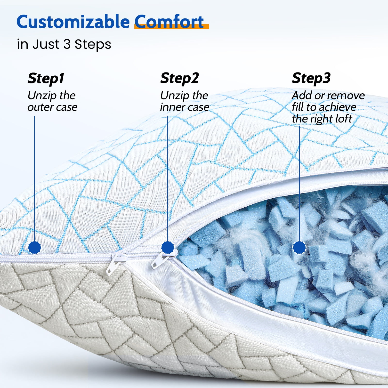 Alupssuc Cooling Pillows Queen Size Set of 2, Memory Foam, 20"x30"