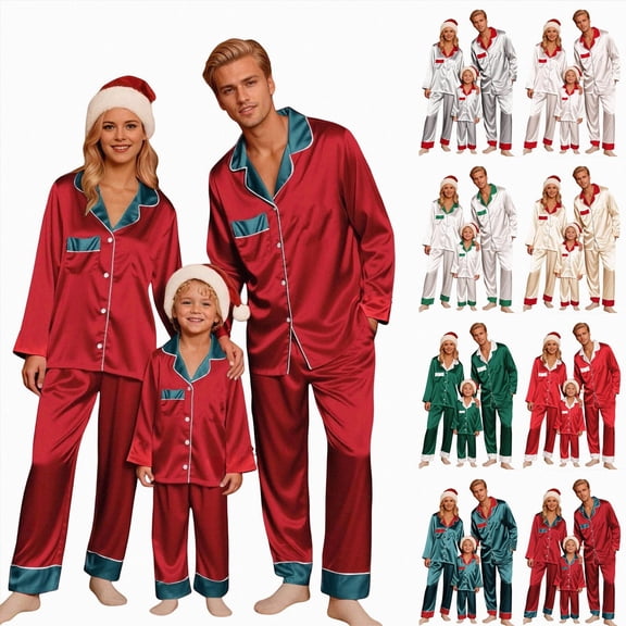 Leey-World Family Christmas Pajamas Matching Sets Xmas Pajamas Pjs Holiday Nightwear Jammies Cute Soft Sleepwear With Pockets