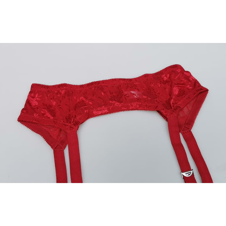 TVRtyle Women's Wine Red Sexy 4 Vintage Metal Clips Garter Belts