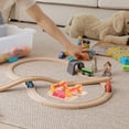 thumbnail image 3 of Accesorios para vías de tren de madera, plataforma de bloqueo de carretera de madera con estación de barricada, sistema ferroviario de madera para niños, juguetes educativos para el tiempo de juego, 3 of 7
