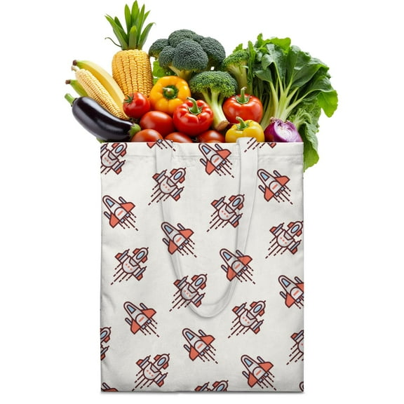 Cute Celestial Print Reusable Fabric Tote - Foldable Shopping Bag with Large Capacity