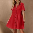 thumbnail image 1 of Ovzne Robes d'Été pour Femmes 2025 Robe Décontractée Sans Manches Col Rond à Lacets Plissée Robe Manches Courtes en Liquidation, 1 of 7