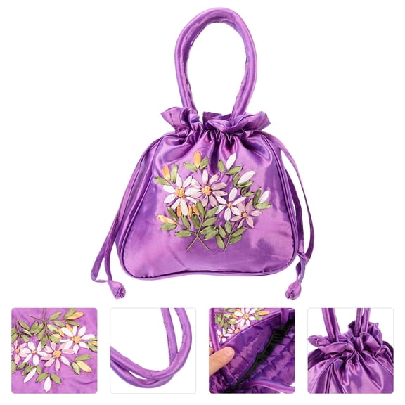 Worgeous Handbag Women Small Bag Drawstring Purse Ethnic Style Embroidery Bag Mobile Phone Purse