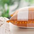 thumbnail image 5 of Unique Bargains 2-Pack Pom Plaid Decorative Throw Pillow Cover 18" x 18" Orange and Beige, 5 of 8