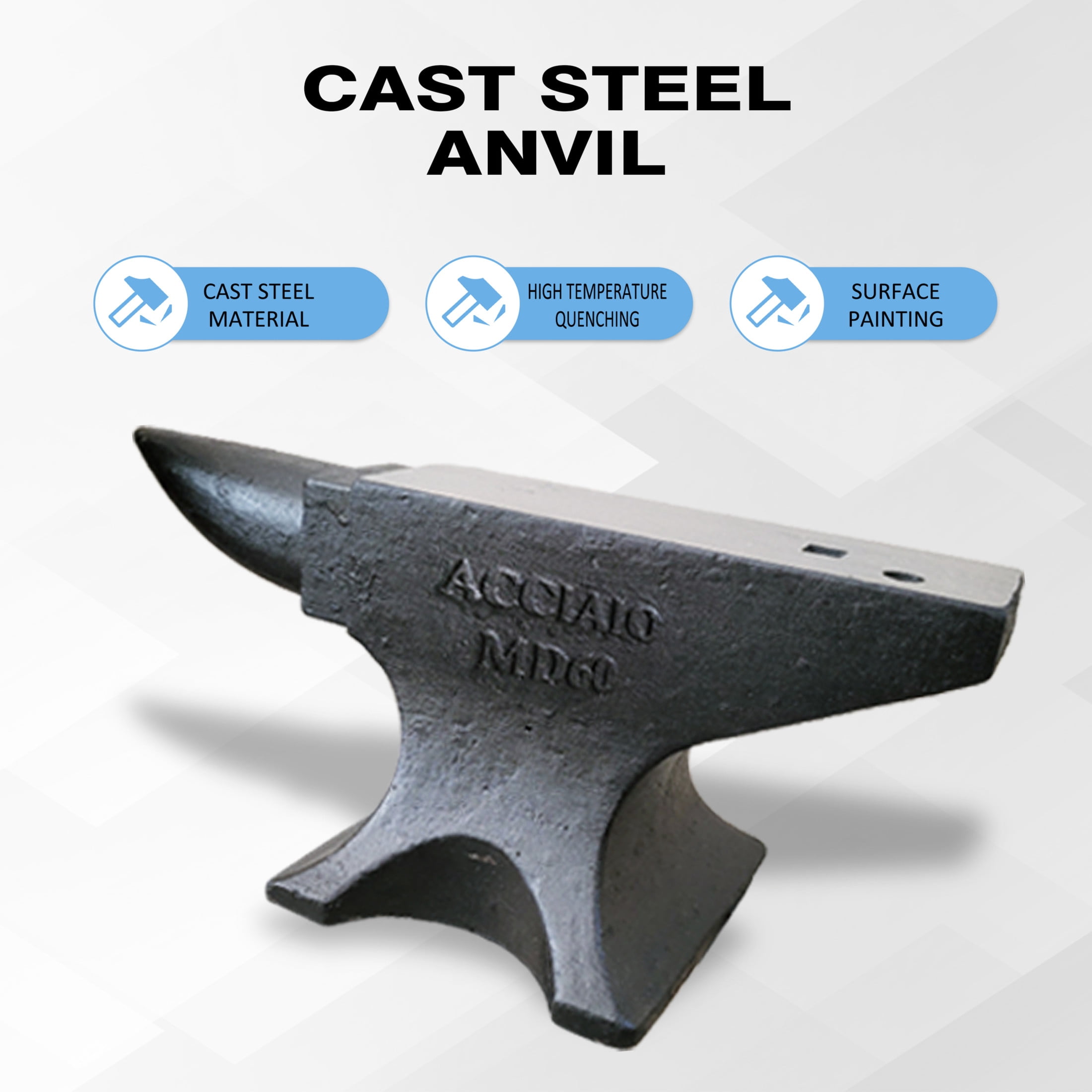 Noble House 132 lb Cast Steel Single Horn Anvil, 55 HRC Blacksmith Forging Tool with Hardy Hole