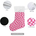 thumbnail image 3 of Coolnut 1 Pack Christmas Stockings 17.7 Inches Pink Checkered Large Size Xmas Cable Stocking Gifts & Decorations for Family Holiday Xmas Party, 3 of 6
