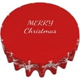 thumbnail image 2 of Christmas Tablecloth Round Cloth Merry Christmas Snowflake Kitchen Dinning Tabletop Decor Cover Washable Polyester for Buffet Table, Parties, Holiday Dinner Party 60 Inch, 2 of 6