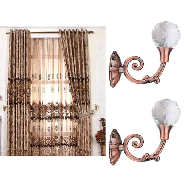 EGNMCR Rideaux, Rideaux pour Chambre 2x Grands Crochets de Retenue de Rideau en Métal Cristal Verre Crochets de Retenue Murale Support de Rideau