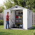 thumbnail image 2 of Homall6x10ft Outdoor Plastic Storage Shed with Window,Weather-Resistant, Easy Assembly, Wood-Effect Garden Tool House,Light Gray, 2 of 7