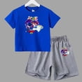 thumbnail image 3 of Conjunto de 2 piezas de camiseta y pantalones cortos de algodón para adolescentes y niños, juego de lucha, ropa deportiva de manga corta de verano para niño y niña, 3 of 5