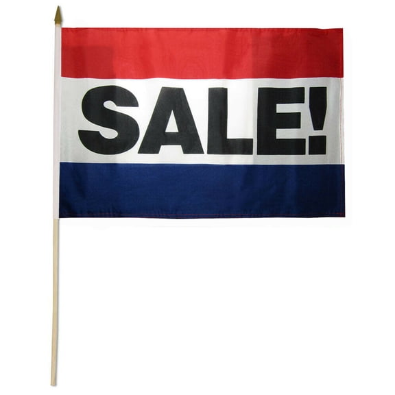 12x18 12"x18" Wholesale Lot of 6 Sale! Red White Blue Stick Flag 24" Wood Staff