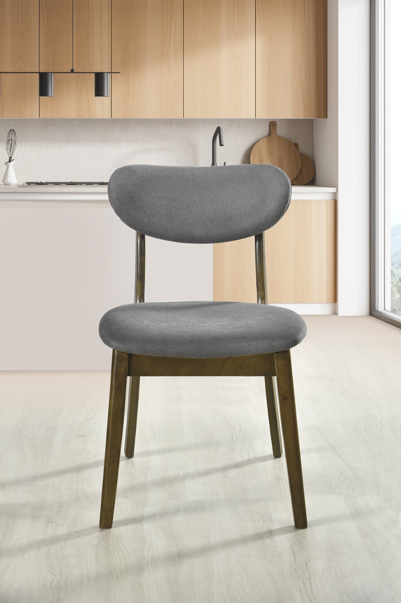 Home Design Kitty Dining Chair (Set of 4), Gray/Brown, Curved-back design, Padded seat, Comfortable seating, Sturdy frame, Modern style, Durable construction