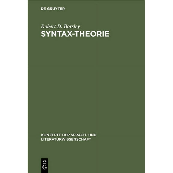 Konzepte Der Sprach- Und Literaturwissen Syntax-Theorie, Book 55, (Hardcover)