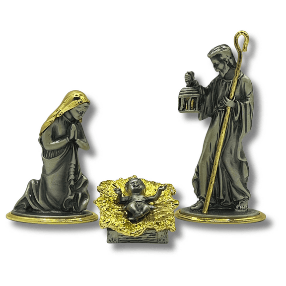 3 Arches USA Gold-Plated Pewter Holy Family Christmas Decorations