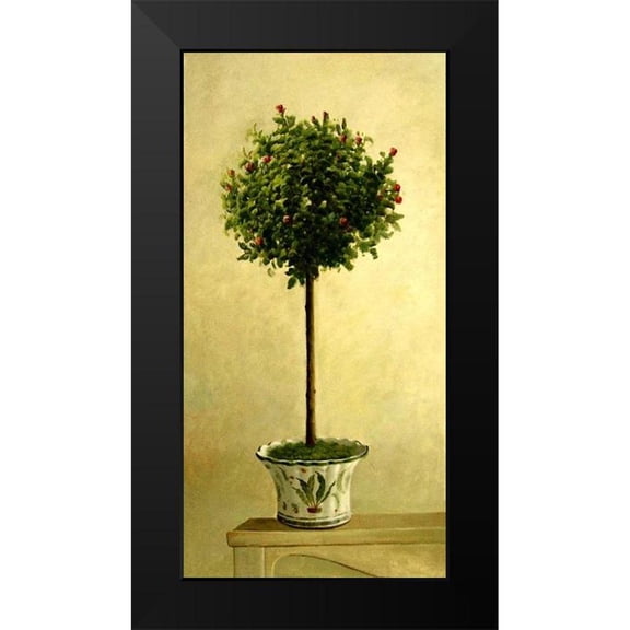 Welby 9x14 Black Modern Framed Museum Art Print Titled - Pink Rose Topiary II